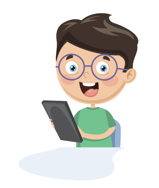 Poika tabletin kanssa